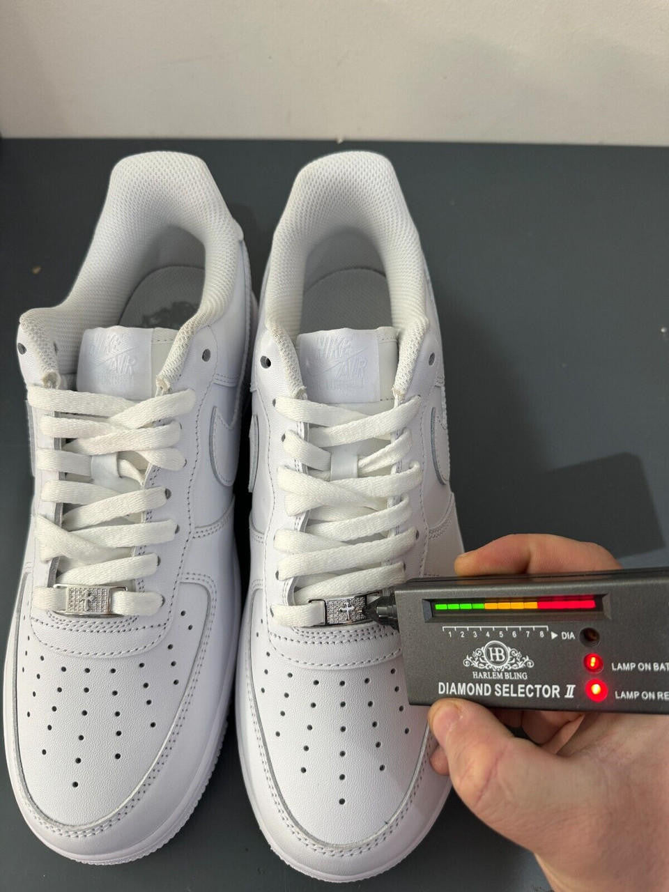 MOISSANITE Iced Out Cross Lace Locks - 925 Silver - Great For All Sneakers: Nike Air Force 1, Jordans, & More