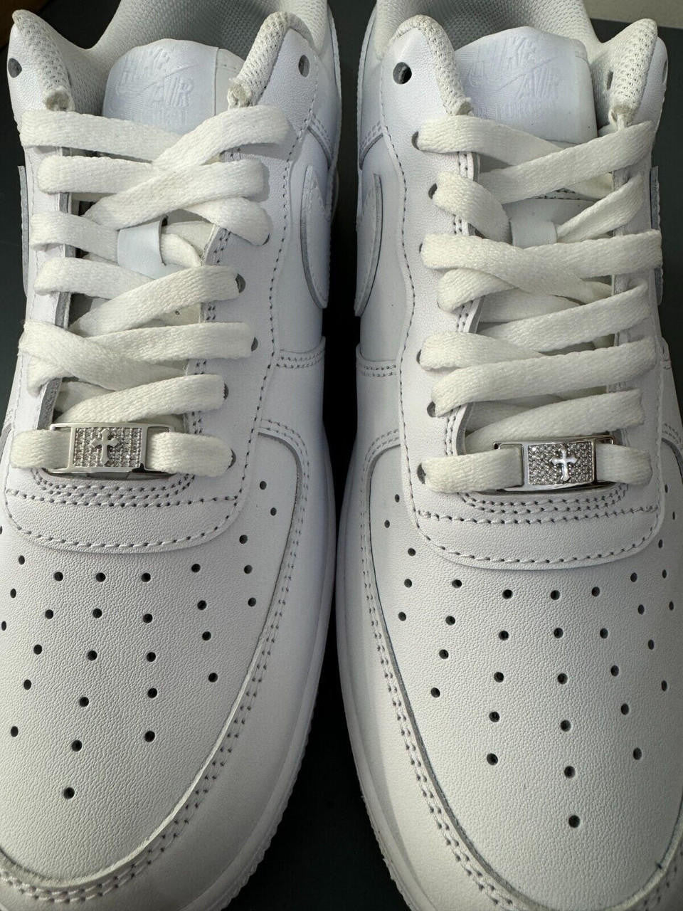 MOISSANITE Iced Out Cross Lace Locks - 925 Silver - Great For All Sneakers: Nike Air Force 1, Jordans, & More