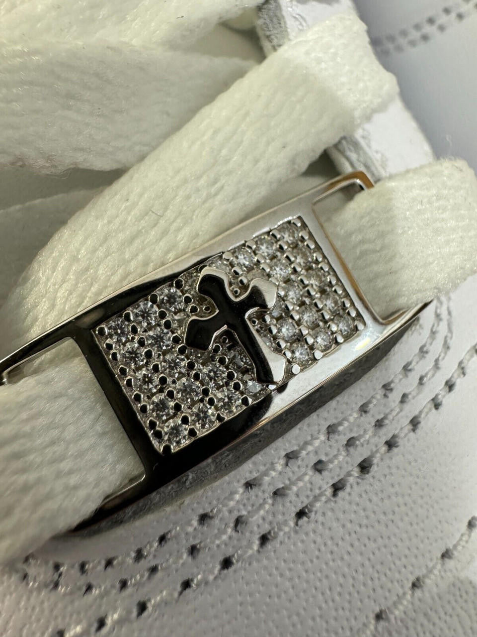 MOISSANITE Iced Out Cross Lace Locks - 925 Silver - Great For All Sneakers: Nike Air Force 1, Jordans, & More