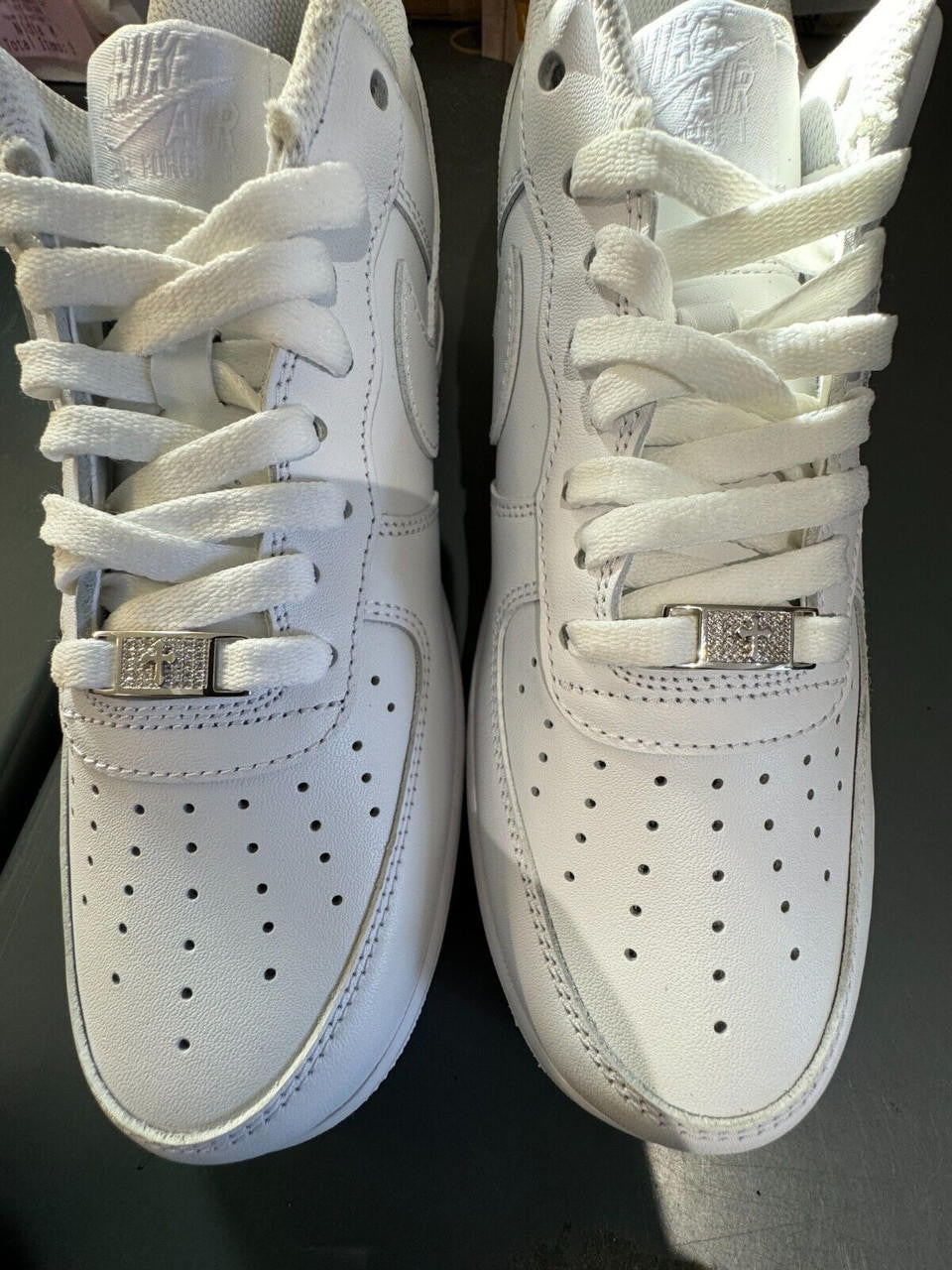 MOISSANITE Iced Out Cross Lace Locks - 925 Silver - Great For All Sneakers: Nike Air Force 1, Jordans, & More