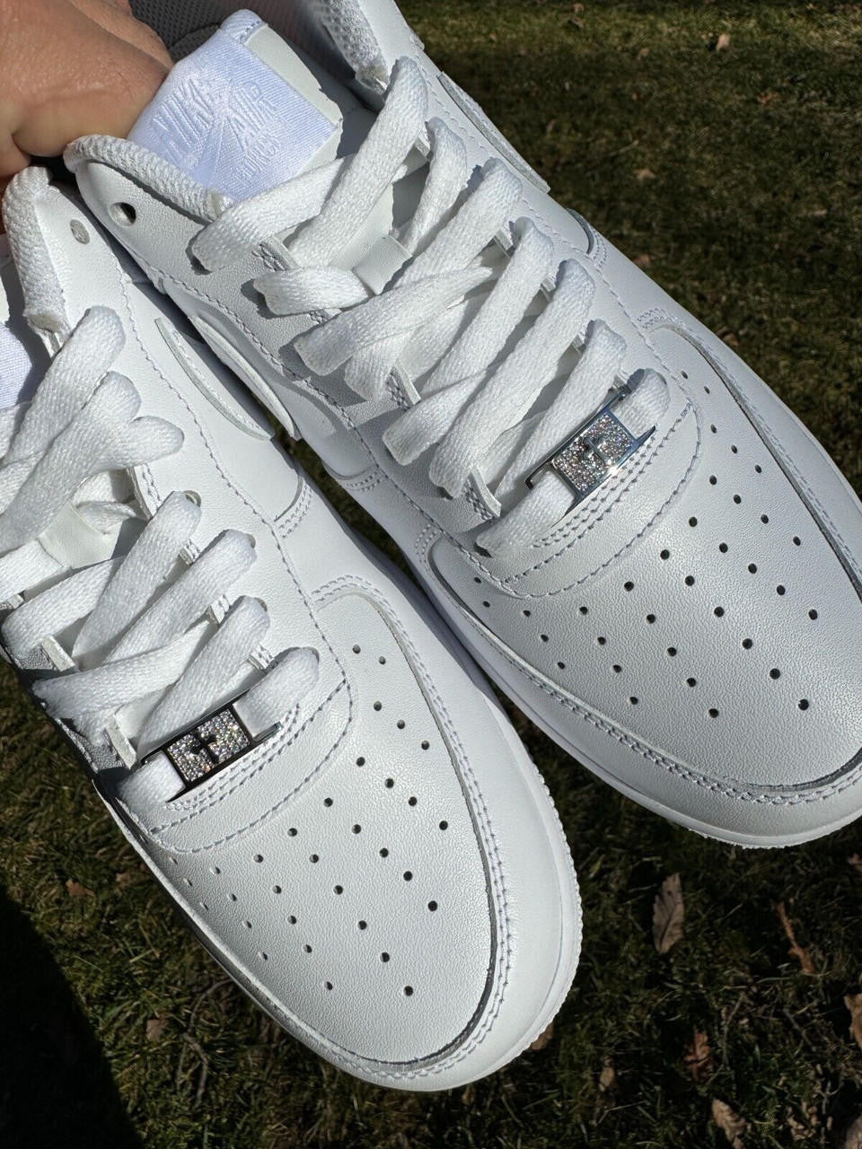 MOISSANITE Iced Out Cross Lace Locks - 925 Silver - Great For All Sneakers: Nike Air Force 1, Jordans, & More
