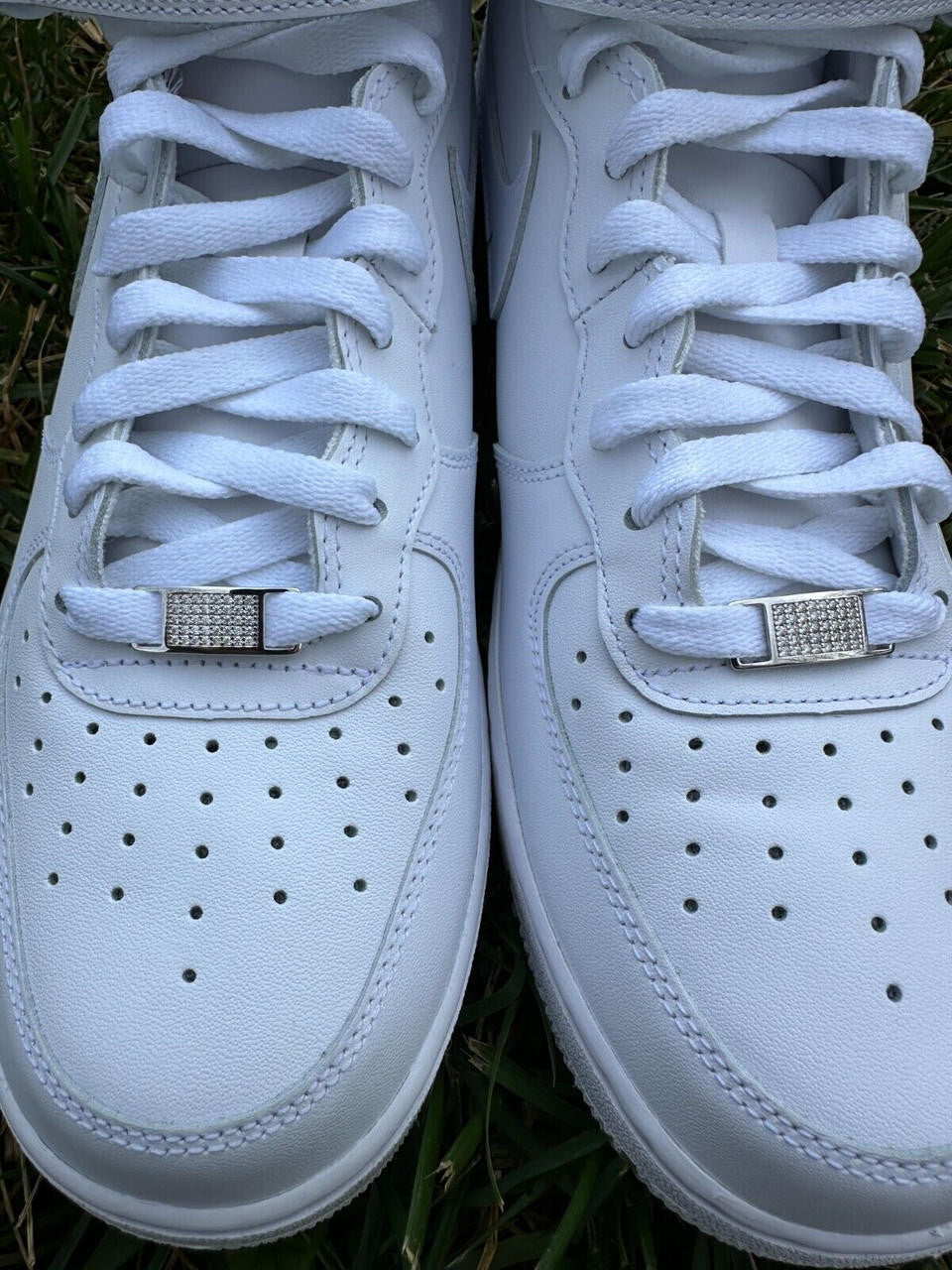 Iced Out Lace Locks - 925 Silver - CZ Stones - Great For All Sneakers: Nike Air Force 1, Jordans, & More