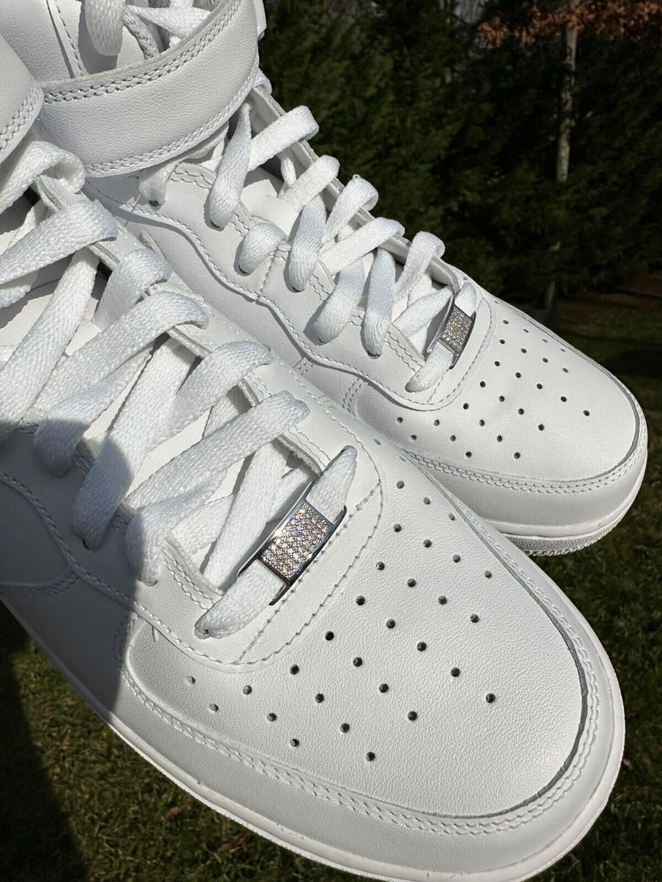 Iced Out Lace Locks - 925 Silver - CZ Stones - Great For All Sneakers: Nike Air Force 1, Jordans, & More