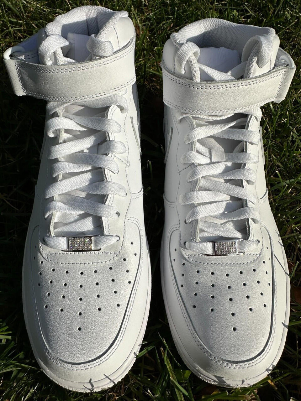 Iced Out Lace Locks - 925 Silver - CZ Stones - Great For All Sneakers: Nike Air Force 1, Jordans, & More