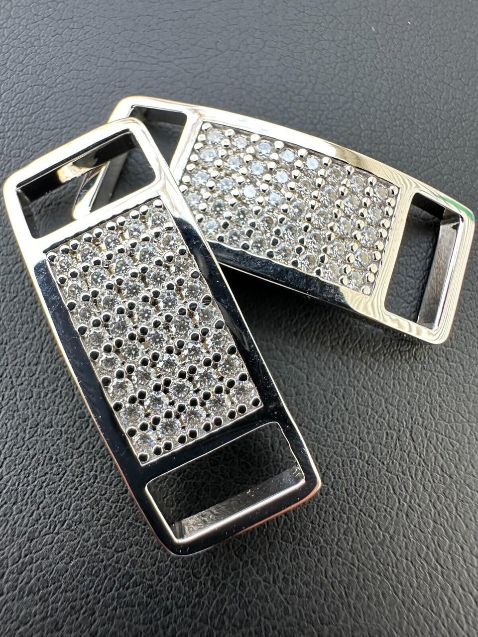 Iced Out Lace Locks - 925 Silver - CZ Stones - Great For All Sneakers: Nike Air Force 1, Jordans, & More