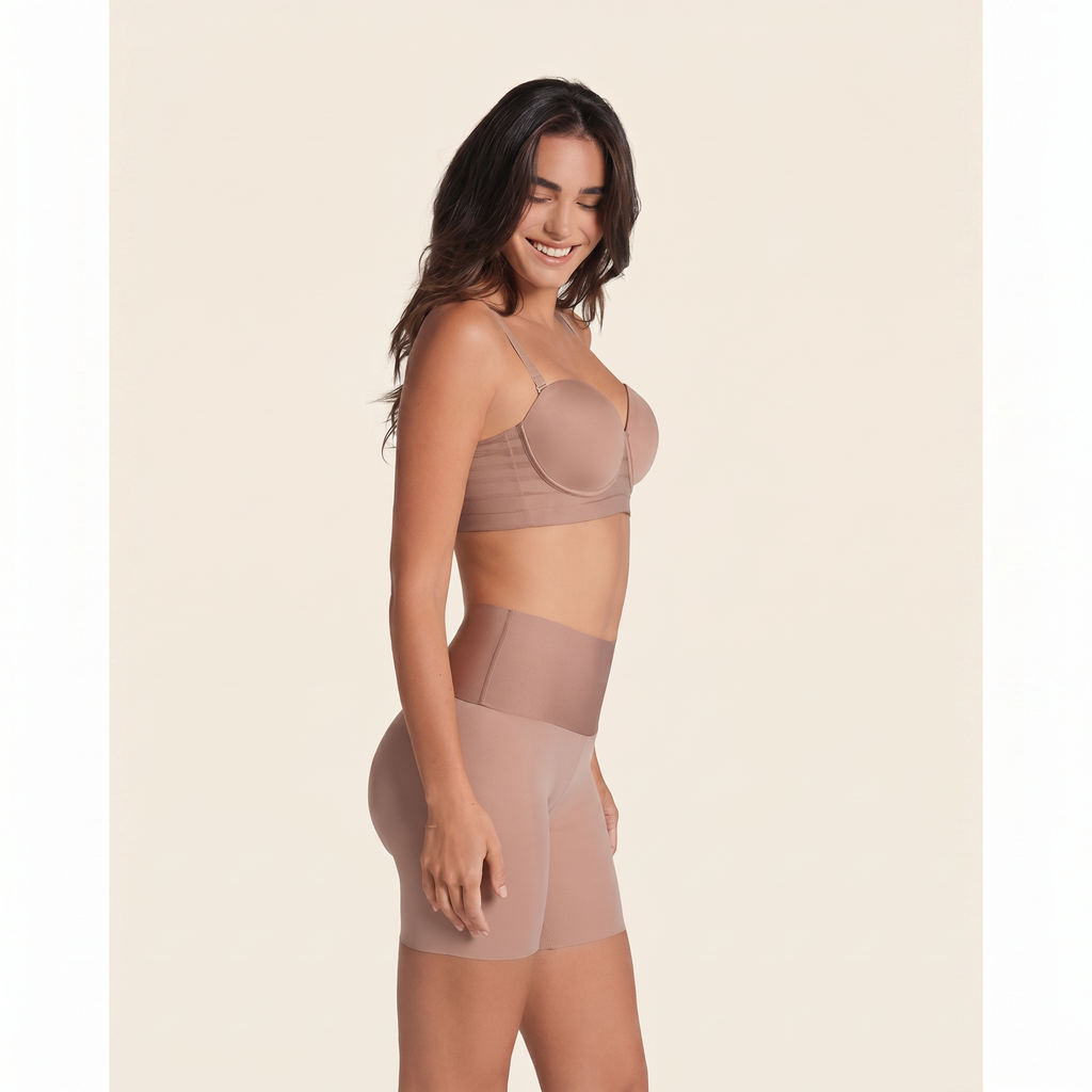 Formande shorts platt mage beige