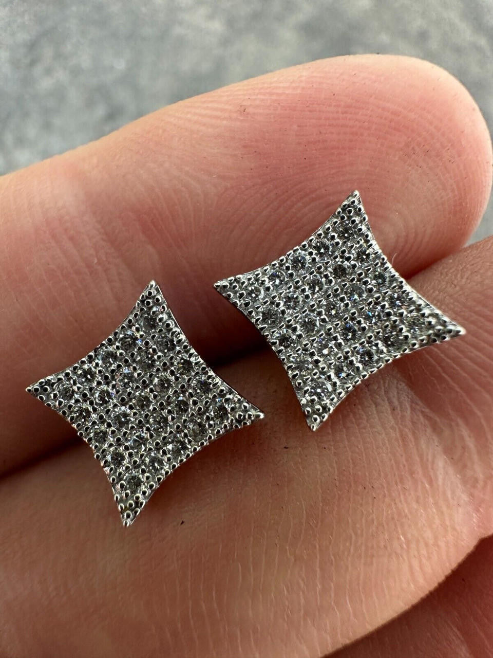 0.43ct VVS Real Diamond Men's 925 Natural Silver Iced Hip Hop Kite Earrings 9mm