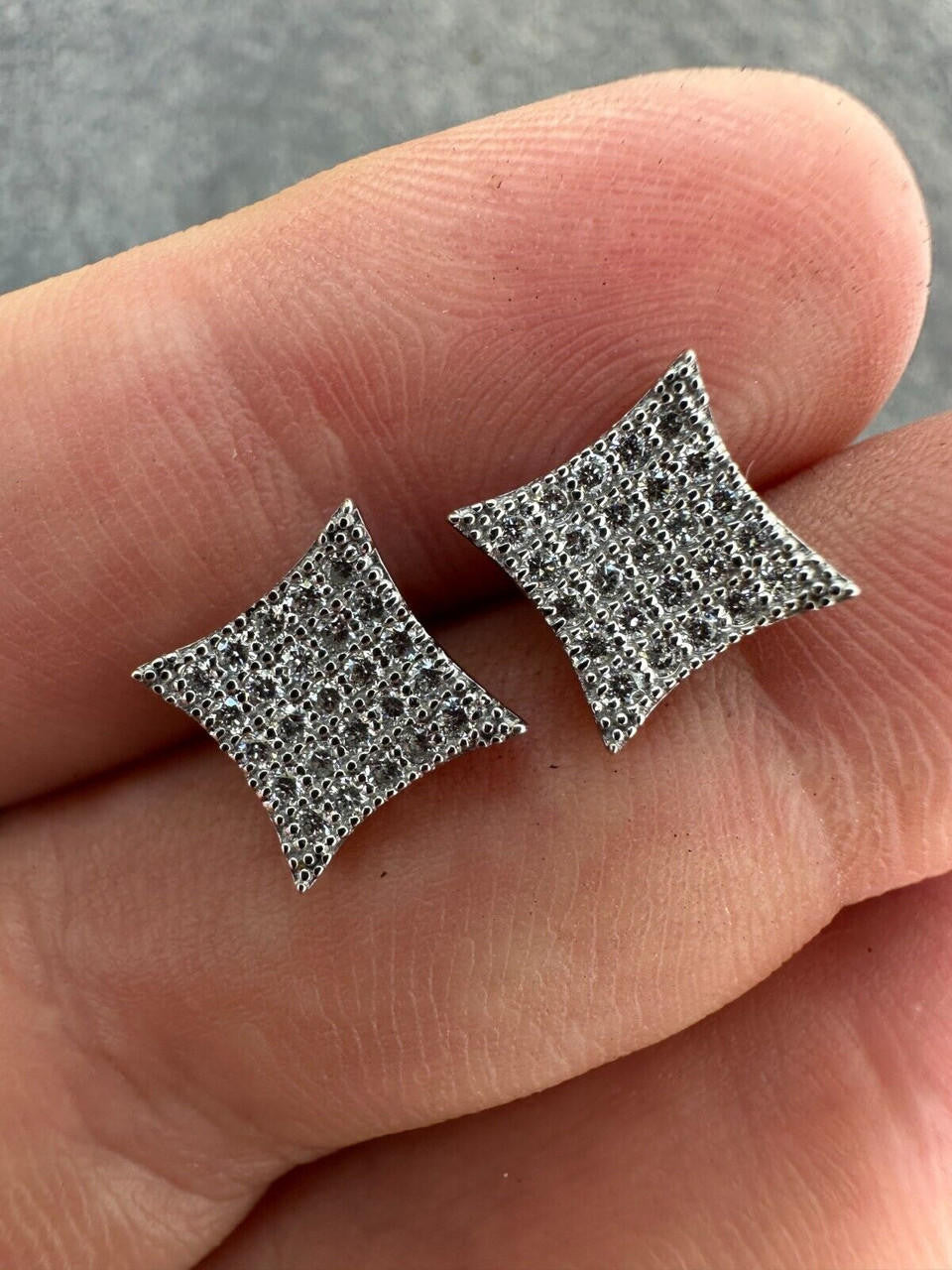 0.43ct VVS Real Diamond Men's 925 Natural Silver Iced Hip Hop Kite Earrings 9mm