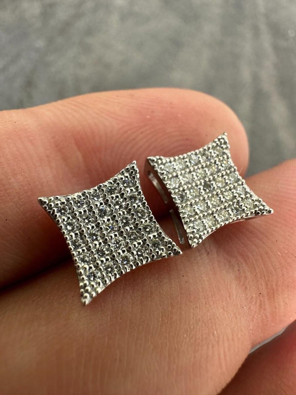 0.43ct VVS Real Diamond Men's 925 Natural Silver Iced Hip Hop Kite Earrings 9mm
