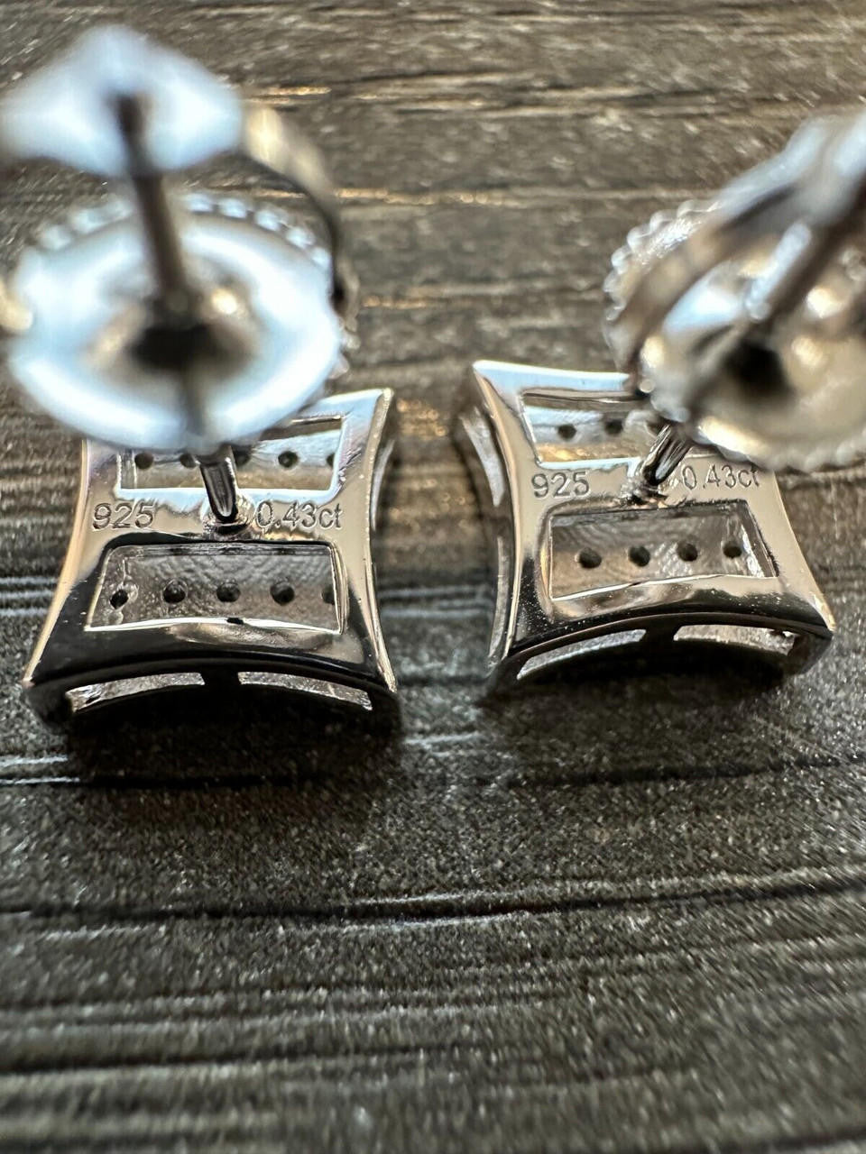 0.43ct VVS Real Diamond Men's 925 Natural Silver Iced Hip Hop Kite Earrings 9mm