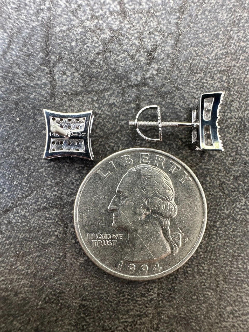 0.43ct VVS Real Diamond Men's Solid 14k White Gold Iced Hip Hop Kite Earrings