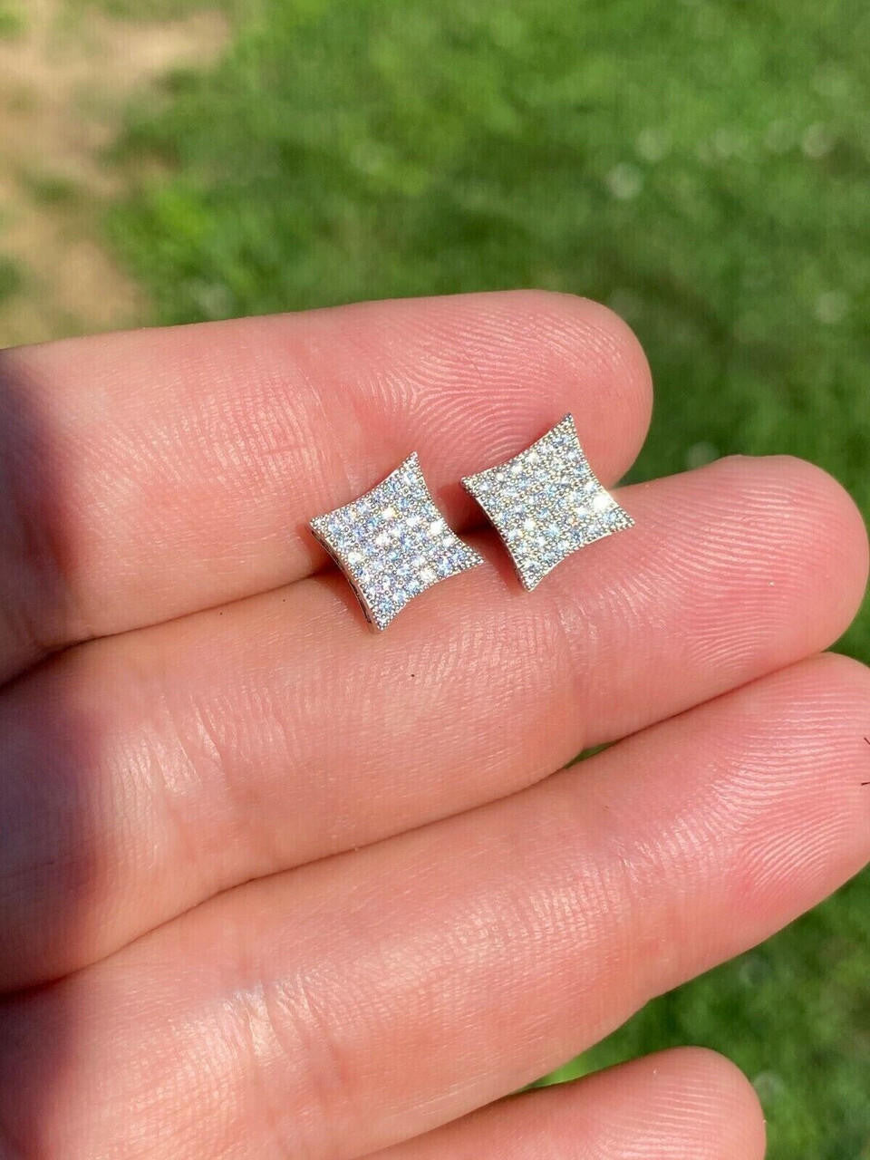 0.43ct VVS Real Diamond Men's Solid 14k White Gold Iced Hip Hop Kite Earrings