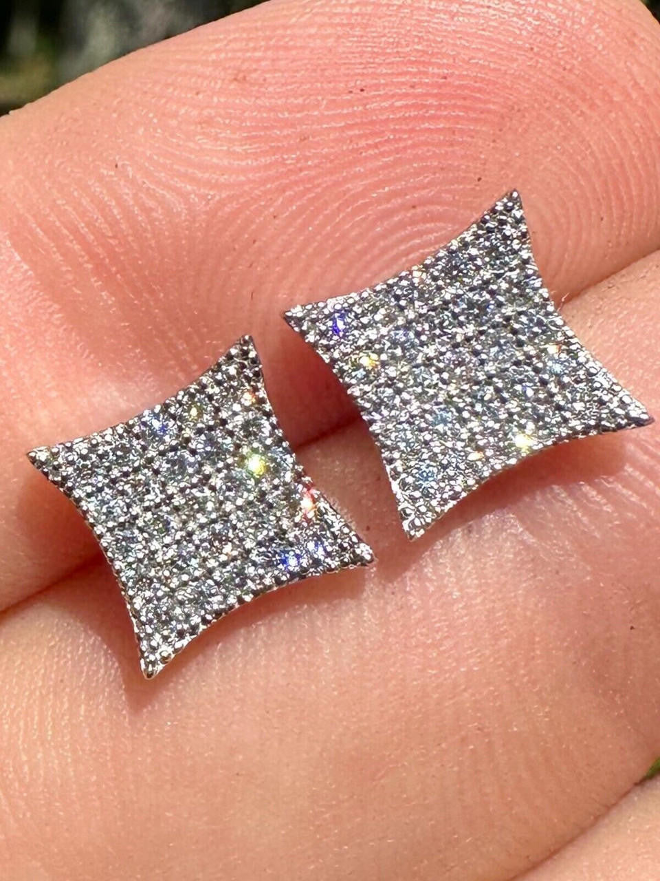 0.43ct VVS Real Diamond Men's Solid 14k White Gold Iced Hip Hop Kite Earrings