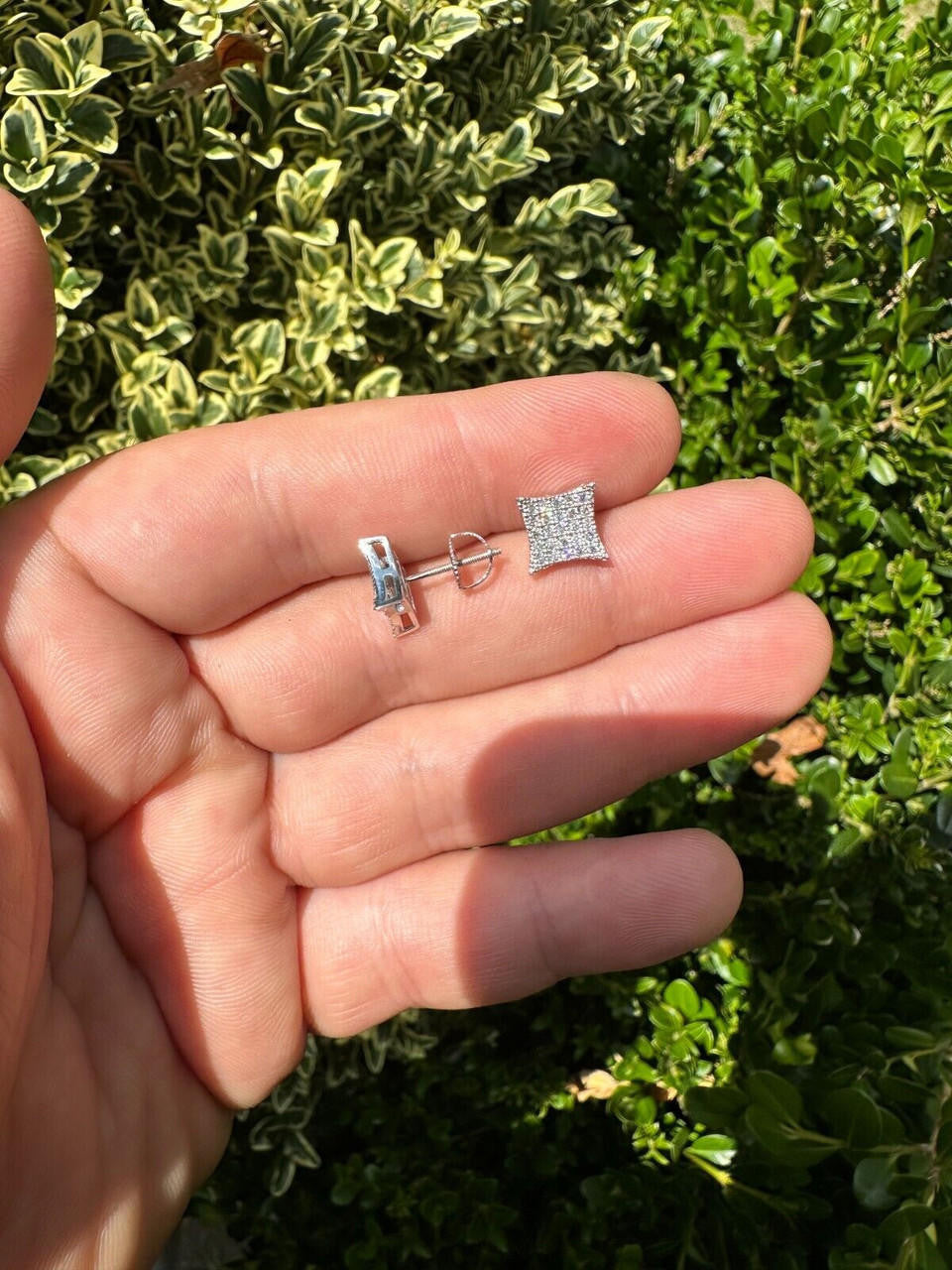 0.43ct VVS Real Diamond Men's Solid 14k White Gold Iced Hip Hop Kite Earrings