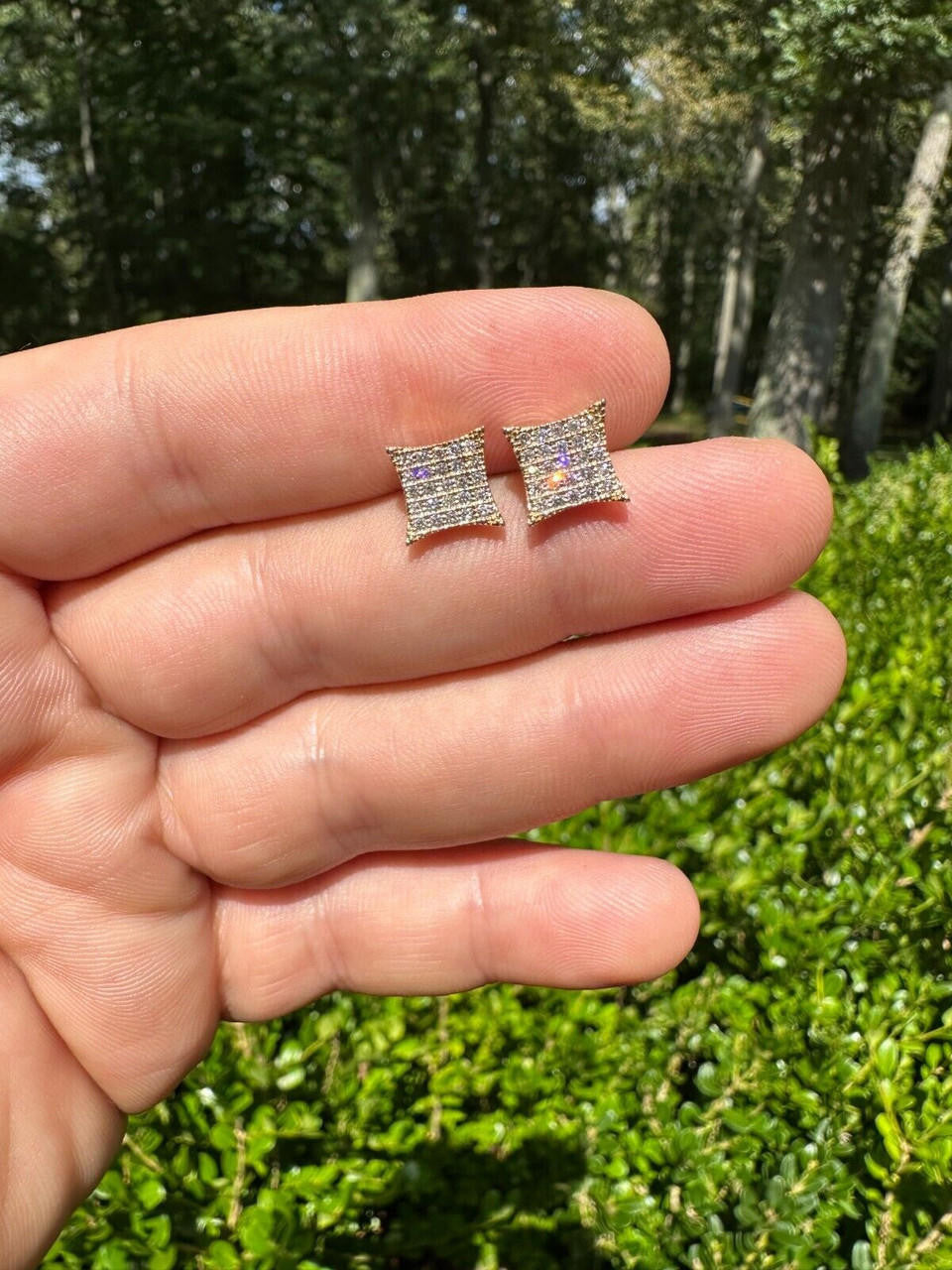 0.43ct VVS Real Diamond Men's Solid 14k White Gold Iced Hip Hop Kite Earrings