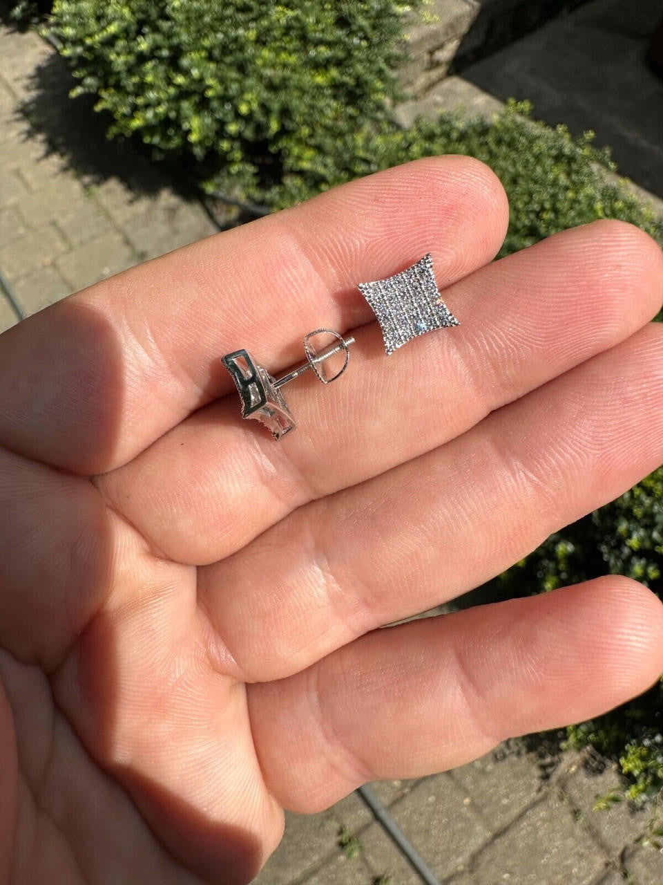 0.43ct VVS Real Diamond Men's Solid 14k White Gold Iced Hip Hop Kite Earrings