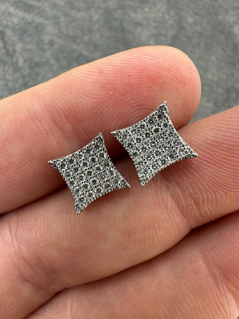 0.43ct VVS Real Diamond Men's Solid 14k White Gold Iced Hip Hop Kite Earrings
