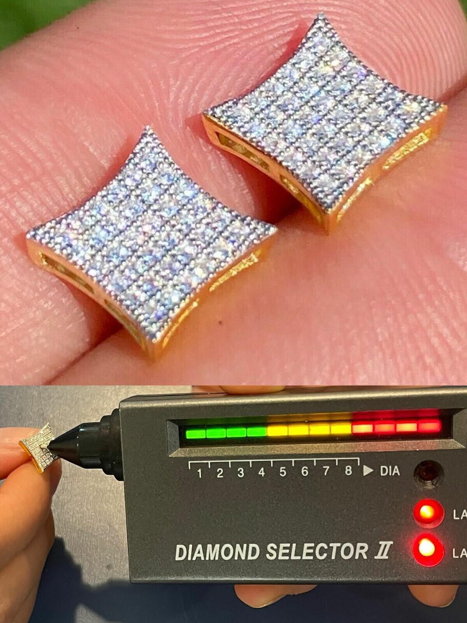 0.43ct VVS Real Diamond Men's Solid 14k Yellow Gold Iced Hip Hop Kite Earrings