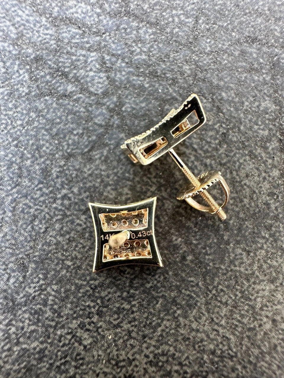 0.43ct VVS Real Diamond Men's Solid 14k Yellow Gold Iced Hip Hop Kite Earrings