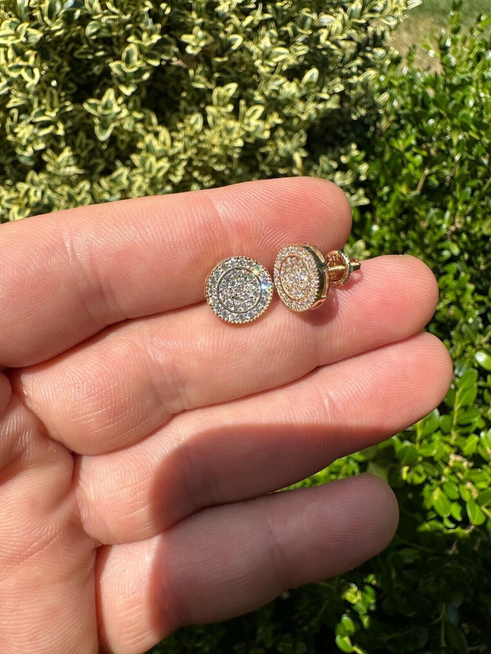 0.8ct Real DIAMOND Round Classic Iced Out Earrings - 14k Yellow Gold - 11mm