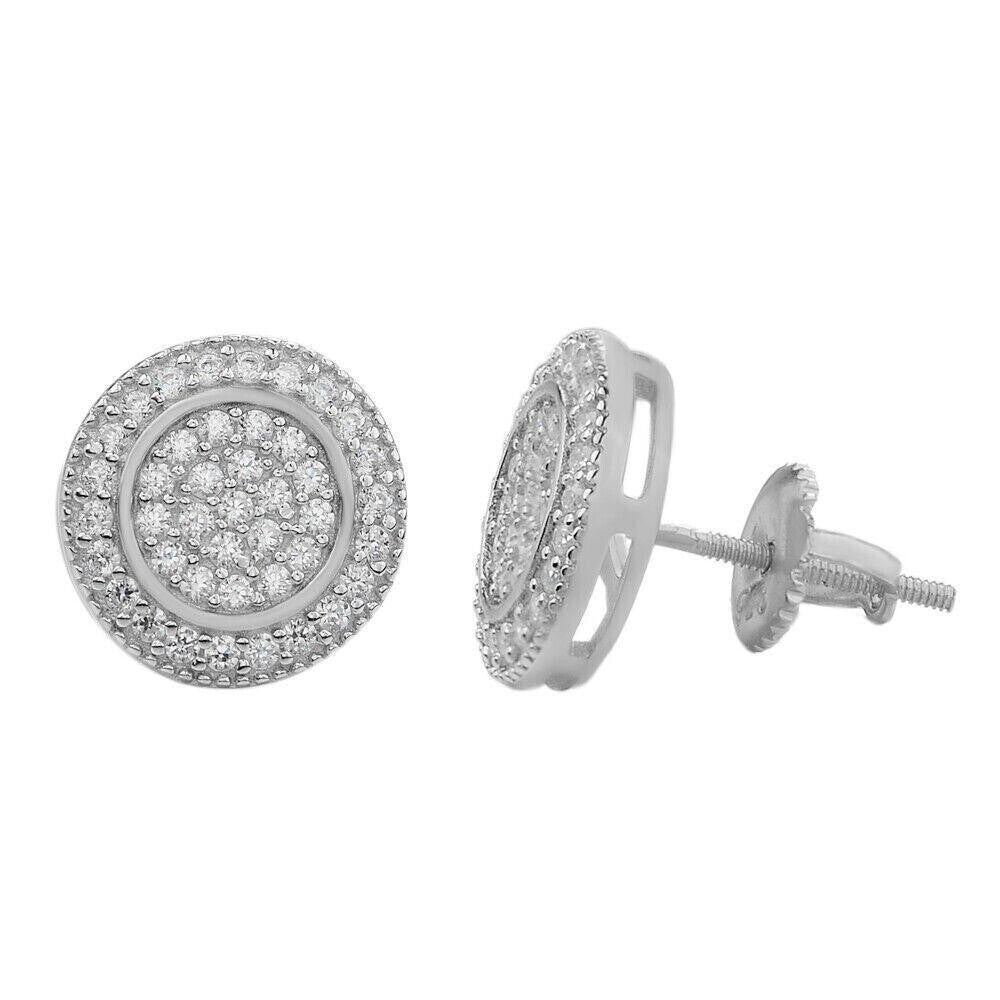 0.8ct Real DIAMOND Round Classic Iced Out Earrings - 925 Silver - 11mm