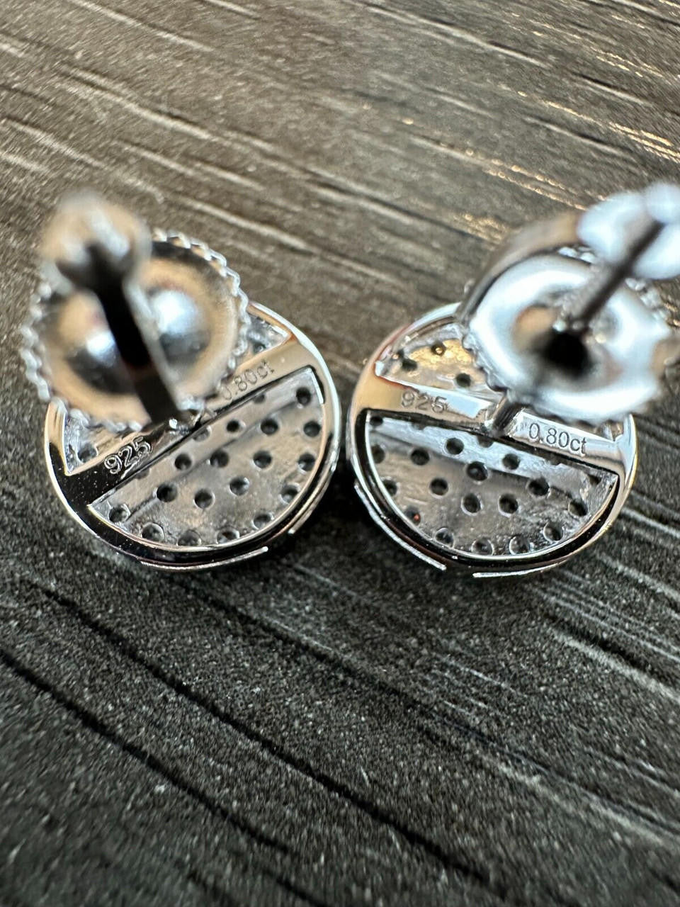 0.8ct Real DIAMOND Round Classic Iced Out Earrings - 925 Silver - 11mm
