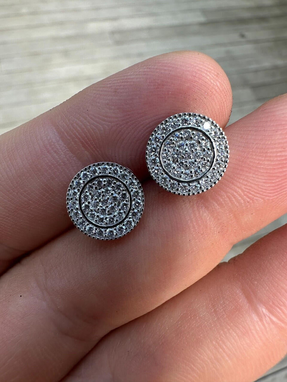 0.8ct Real DIAMOND Round Classic Iced Out Earrings - 925 Silver - 11mm