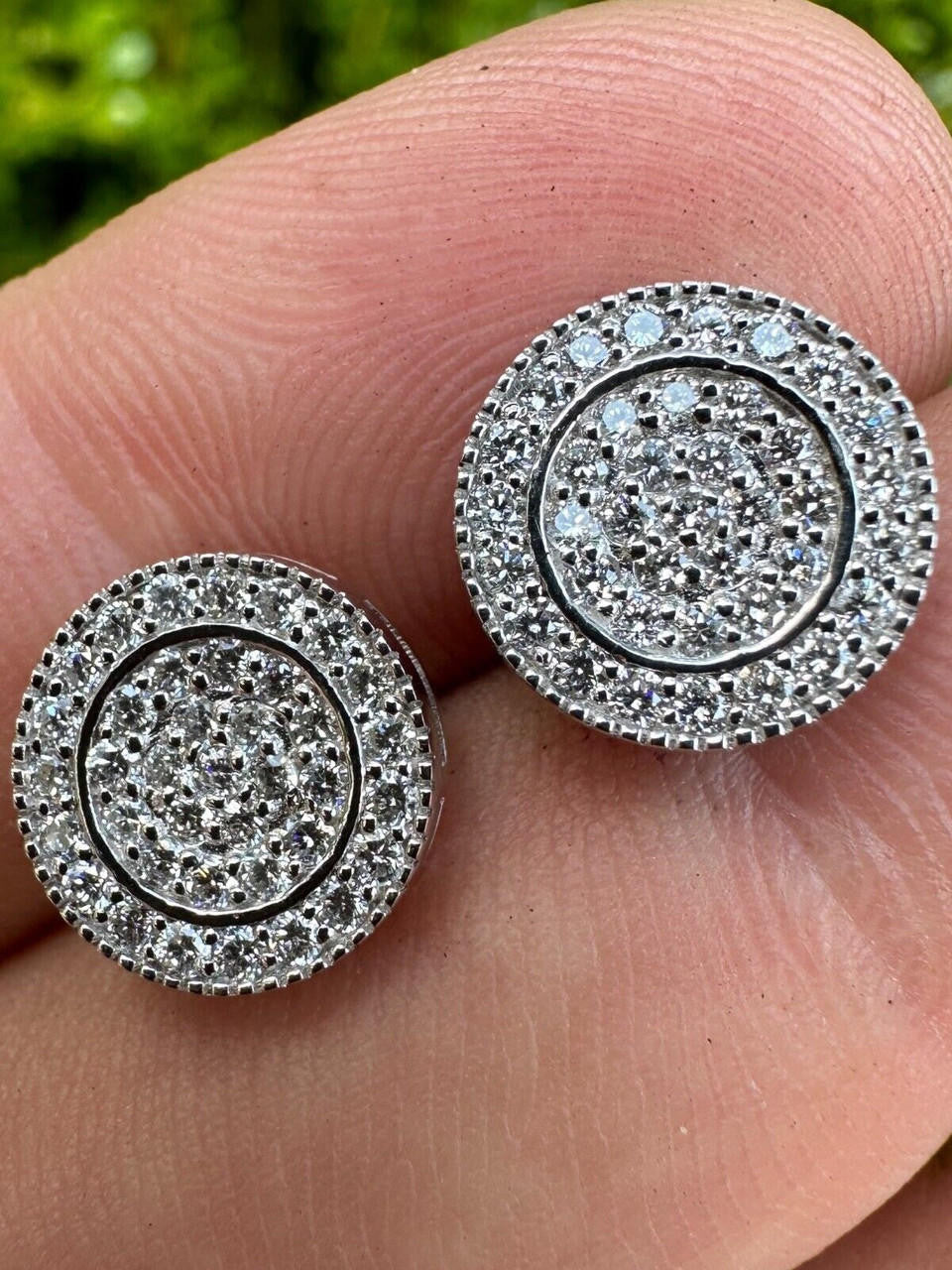 0.8ct Real DIAMOND Round Classic Iced Out Earrings - 925 Silver - 11mm