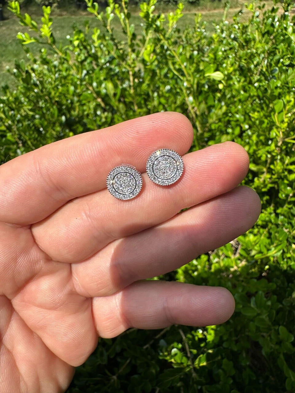 0.8ct Real DIAMOND Round Classic Iced Out Earrings - 925 Silver - 11mm