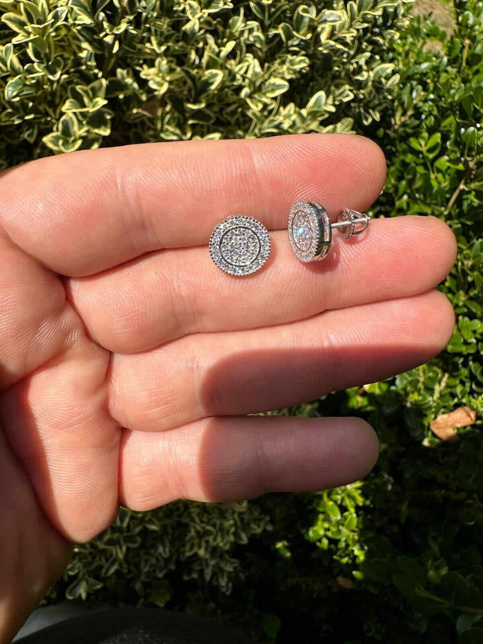 0.8ct Real DIAMOND Round Classic Iced Out Earrings - 925 Silver - 11mm