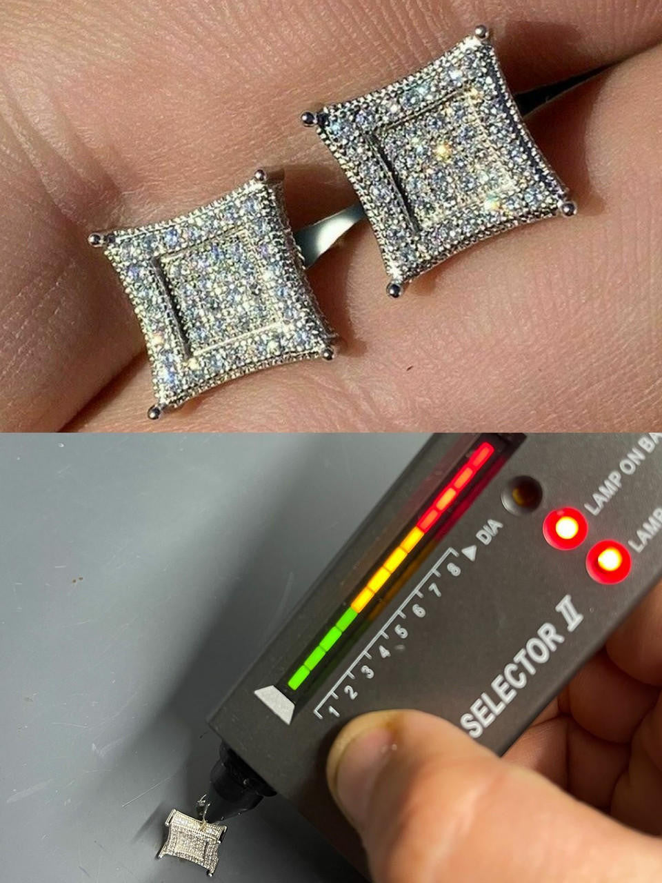 1.17ct Real DIAMOND 3D Kite Classic Iced Out Earrings - 14k White Gold - 11mm