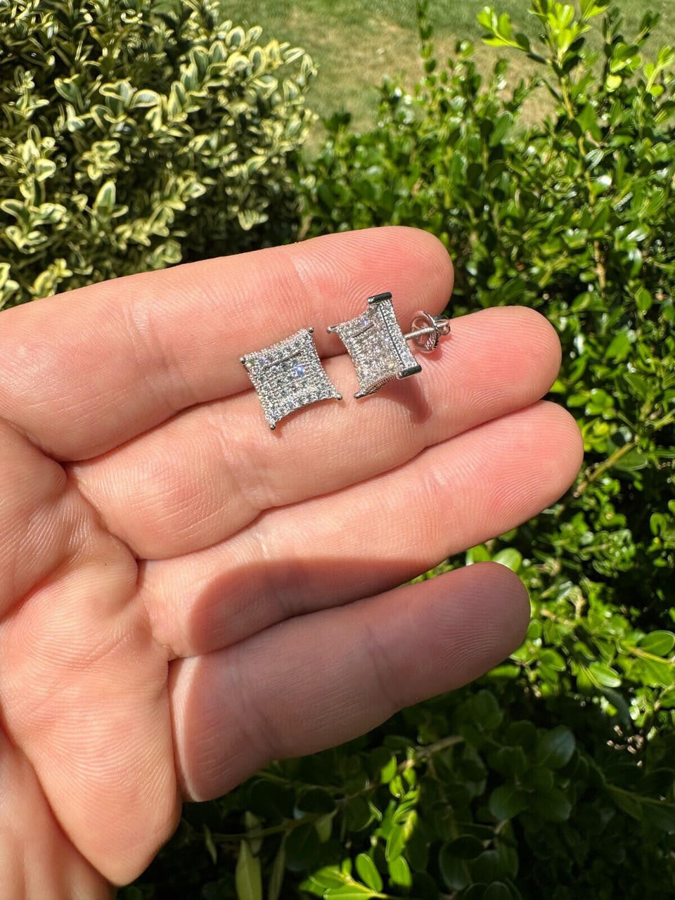 1.17ct Real DIAMOND 3D Kite Classic Iced Out Earrings - 14k White Gold - 11mm