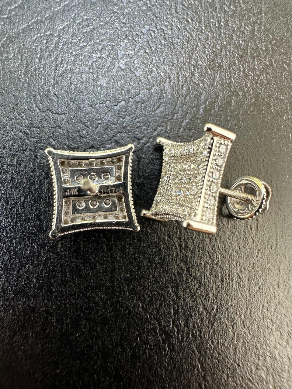 1.17ct Real DIAMOND 3D Kite Classic Iced Out Earrings - 14k White Gold - 11mm