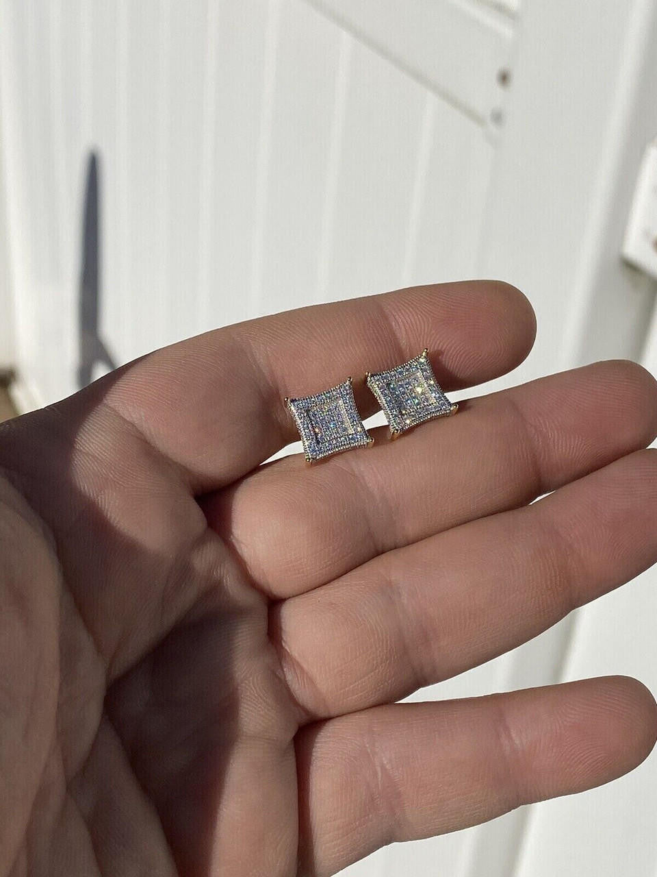 1.17ct Real DIAMOND 3D Kite Classic Iced Out Earrings - 14k Yellow Gold - 11mm