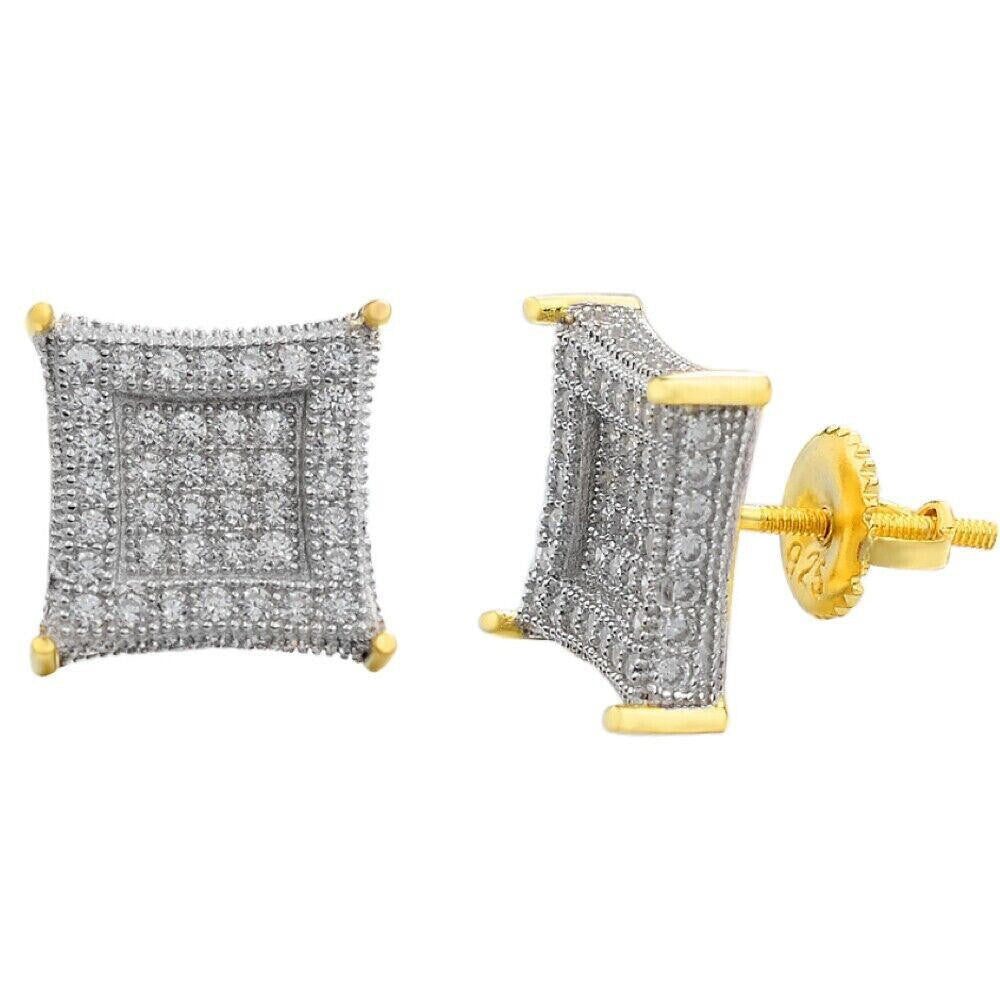 1.17ct Real DIAMOND 3D Kite Classic Iced Out Earrings - 14k Yellow Gold - 11mm