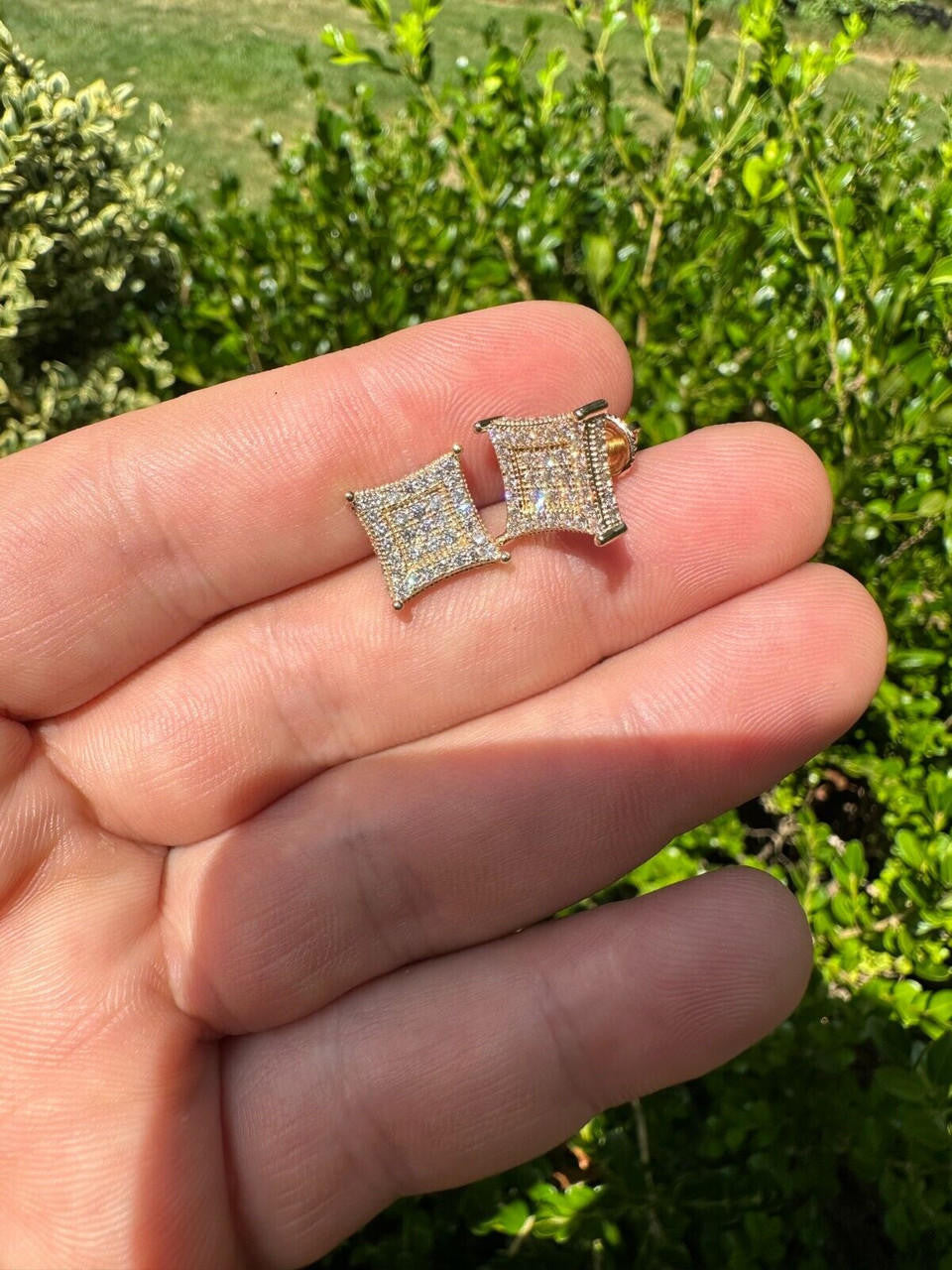 1.17ct Real DIAMOND 3D Kite Classic Iced Out Earrings - 14k Yellow Gold - 11mm