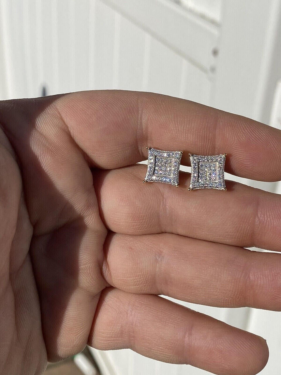 1.17ct Real DIAMOND 3D Kite Classic Iced Out Earrings - 14k Yellow Gold - 11mm