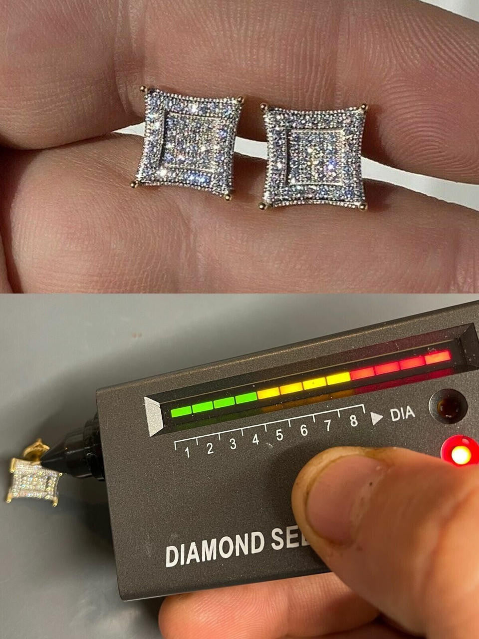 1.17ct Real DIAMOND 3D Kite Classic Iced Out Earrings - 14k Yellow Gold - 11mm