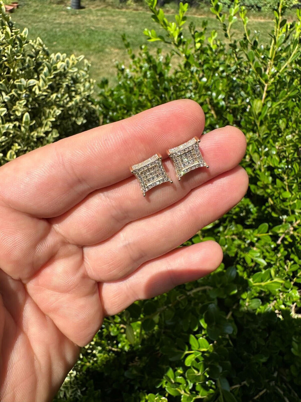 1.17ct Real DIAMOND 3D Kite Classic Iced Out Earrings - 14k Yellow Gold - 11mm