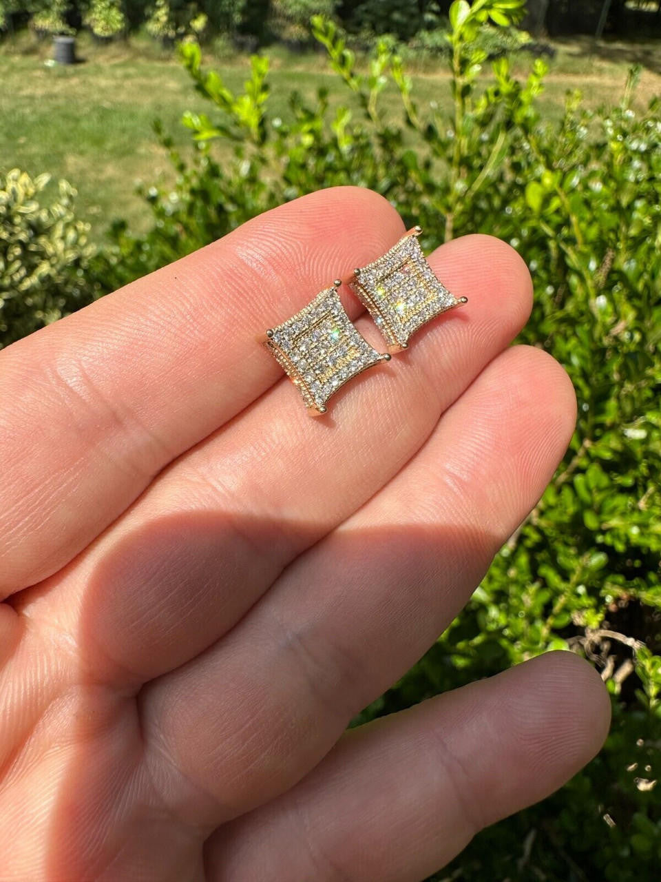 1.17ct Real DIAMOND 3D Kite Classic Iced Out Earrings - 14k Yellow Gold - 11mm