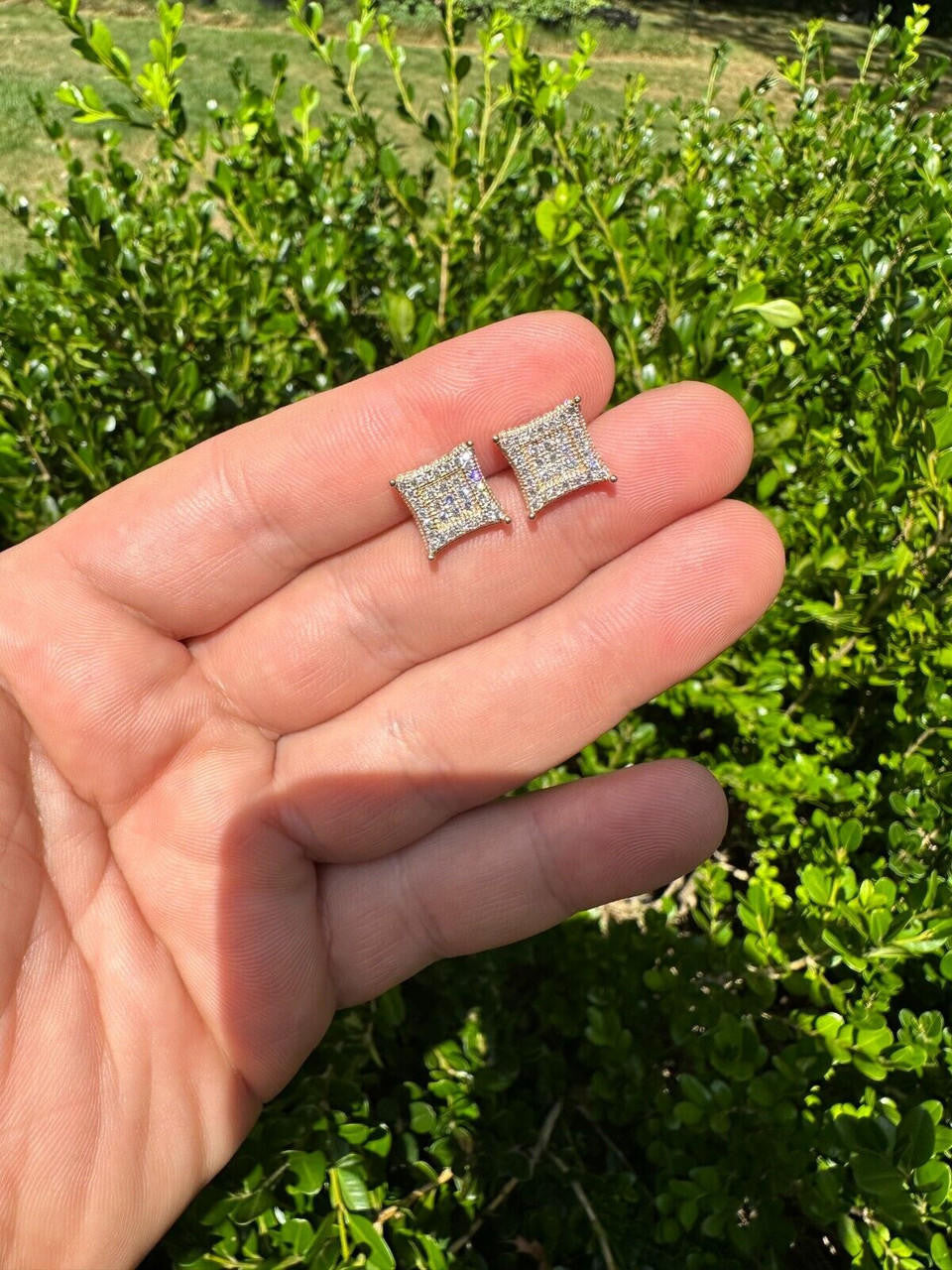 1.17ct Real DIAMOND 3D Kite Classic Iced Out Earrings - 14k Yellow Gold - 11mm