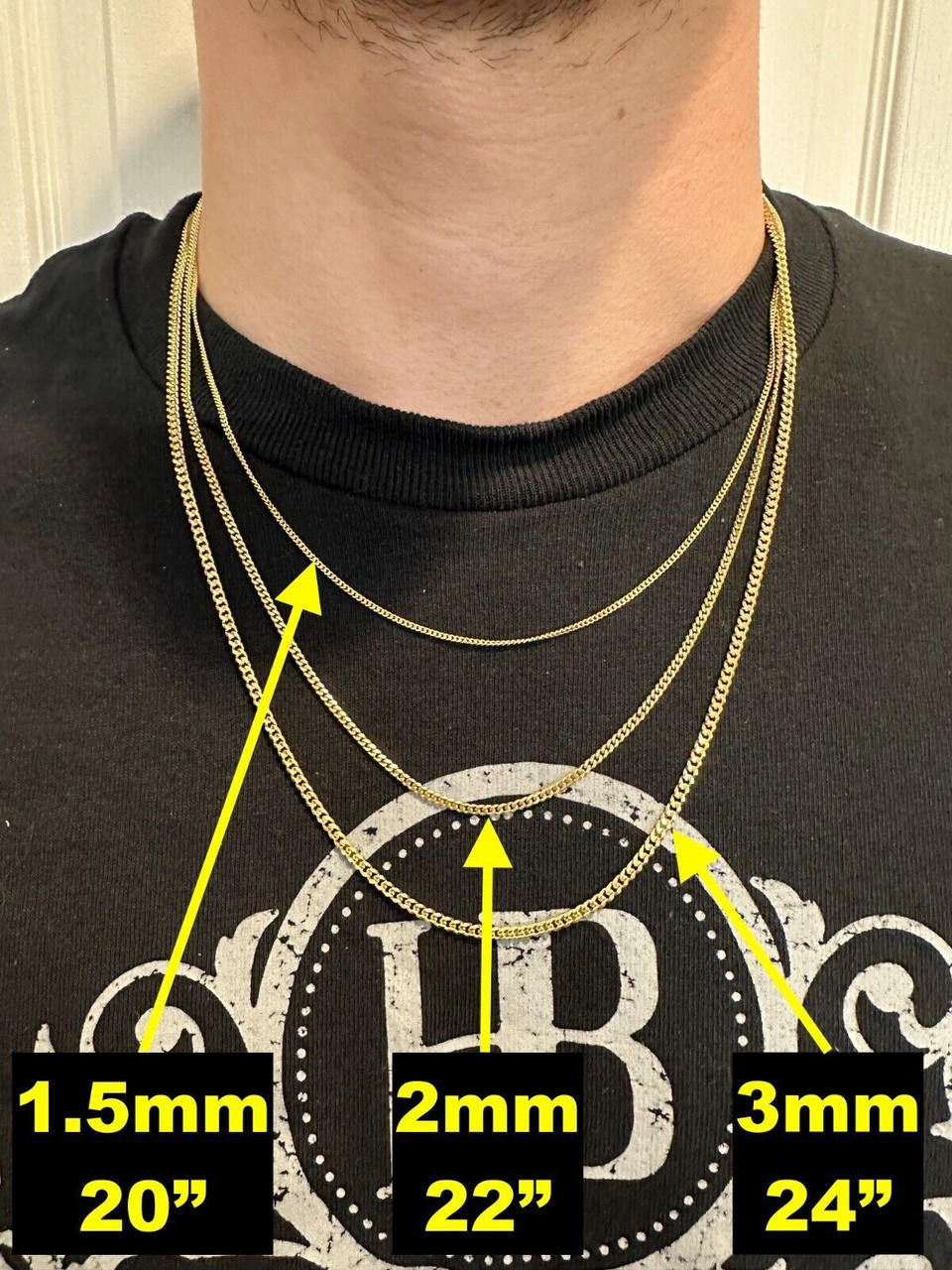 Micro Miami Cuban Link Chain Necklace - 10k Yellow Gold - 16"-24" - 1.5mm-3mm