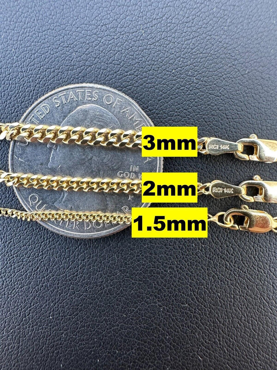 Micro Miami Cuban Link Chain Necklace - 14k Yellow Gold - 16"-24" - 1.5mm-3mm