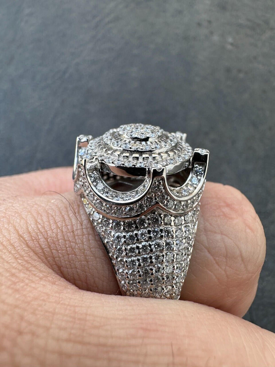 3.38ct Real DIAMOND King Crown The Don Hip Hop Ring - 14k White Gold