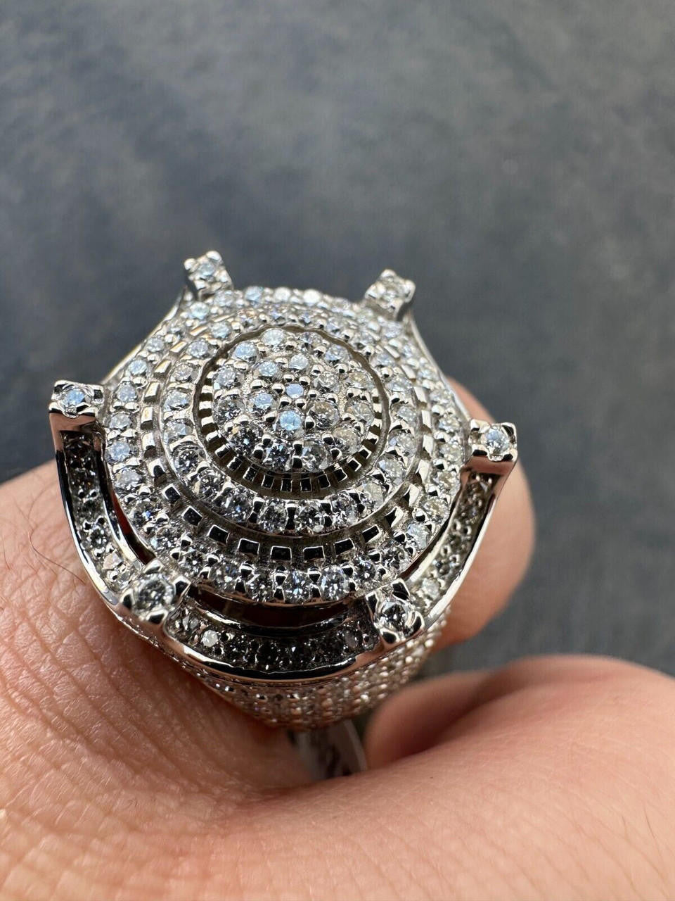 3.38ct Real DIAMOND King Crown The Don Hip Hop Ring - 14k White Gold