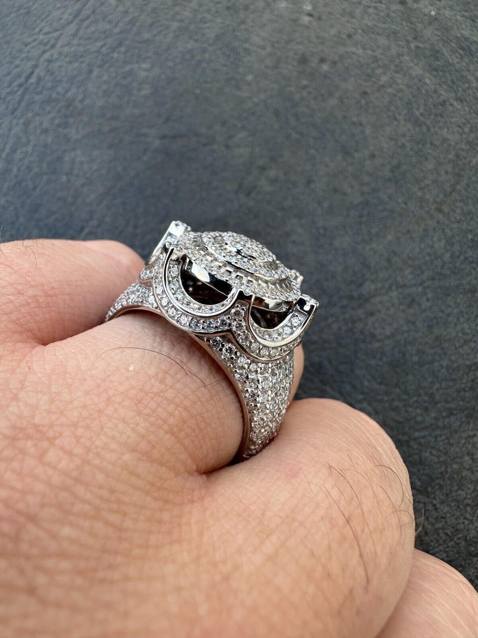 3.38ct Real DIAMOND King Crown The Don Hip Hop Ring - 14k White Gold