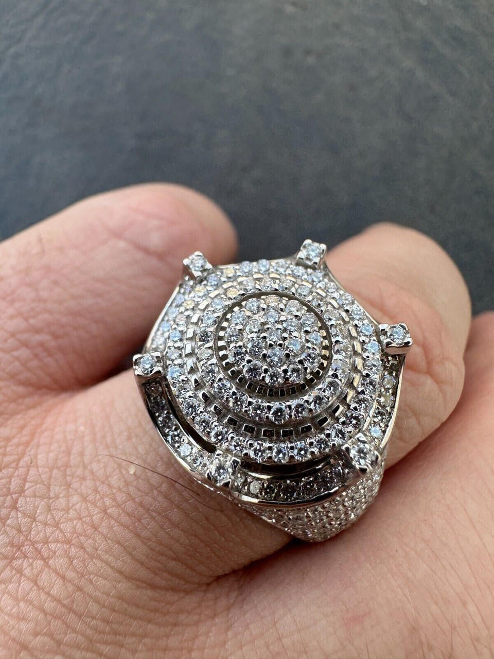 3.38ct Real DIAMOND King Crown The Don Hip Hop Ring - 14k White Gold