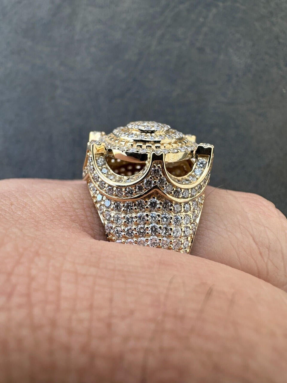 3.38ct Real DIAMOND King Crown The Don Hip Hop Ring - 14k Yellow Gold