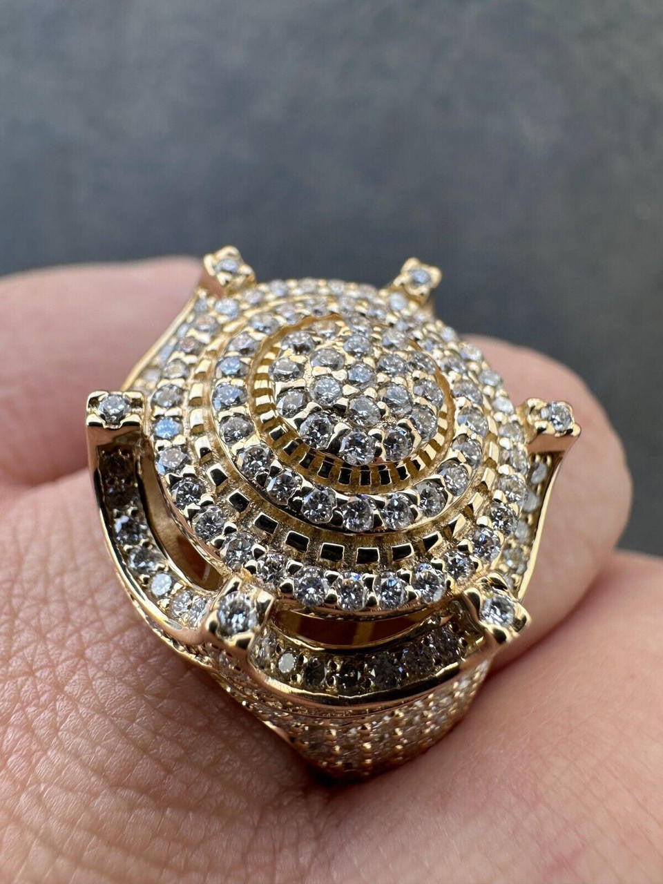 3.38ct Real DIAMOND King Crown The Don Hip Hop Ring - 14k Yellow Gold
