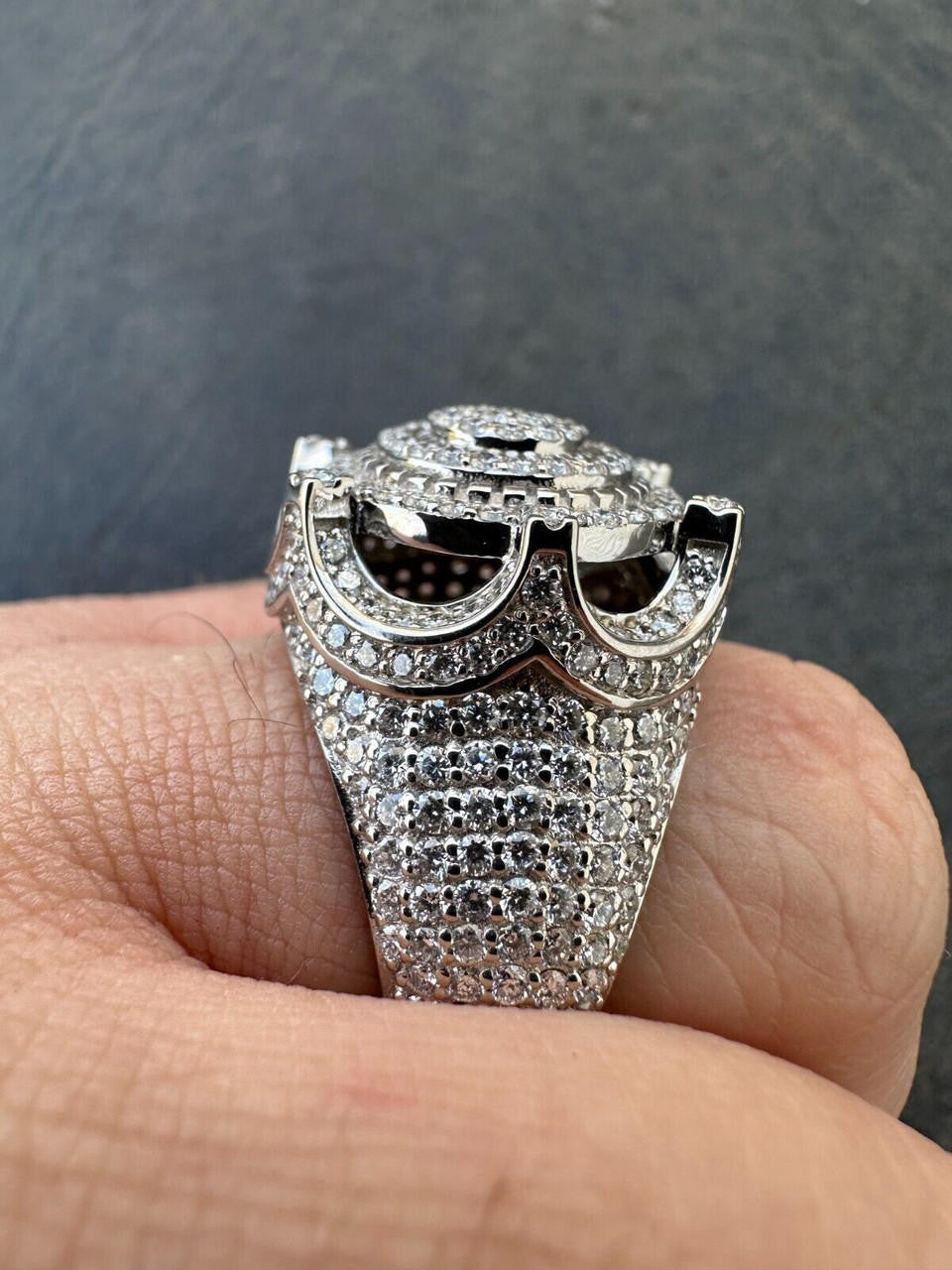 3.38ct Real DIAMOND King Crown The Don Hip Hop Ring - 925 Silver